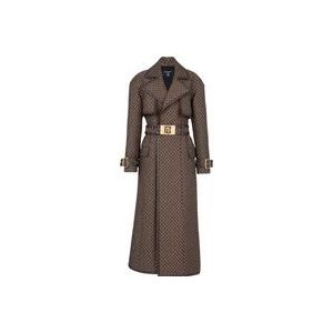 Balmain Mini monogram jacquard trenchcoat , Brown , Dames , Maat: S