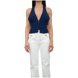 Elisabetta Franchi, Dames, Jassen, Blauw, Maat: S Viscose,