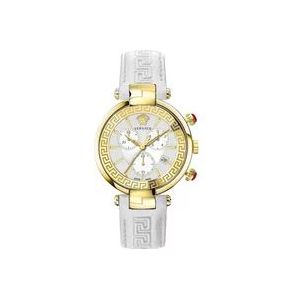 Versace Luxe Chronograaf Leren Horloge , White , Dames , Maat: ONE Size