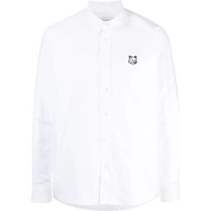 Maison Kitsuné, Heren, Overhemden, Wit, Maat: XS Katoen,