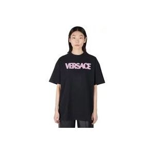 Versace Opvallend Logo Print T-Shirt , Black , Dames , Maat: XS
