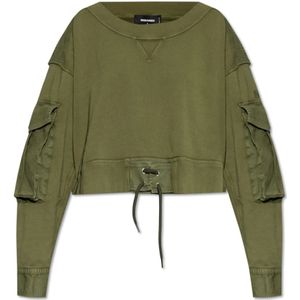 Dsquared2, Dames, Sweatshirts & Hoodies, Groen, Maat: XS Katoen,