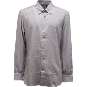 Mazzarelli, Heren, Overhemden, Grijs, Maat: L Flanel,