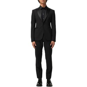 Emporio Armani, Heren, Pakken, Zwart, Maat: L Wol,