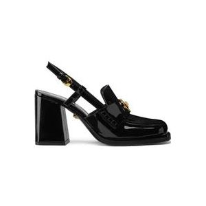 Versace Zwarte sandalen met hak en kristallen versiering , Black , Dames , Maat: 35 EU
