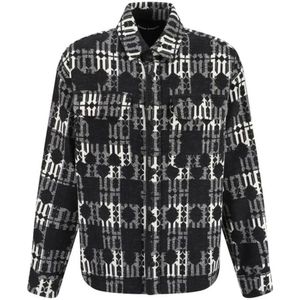 Palm Angels, Heren, Jassen, Zwart, Maat: L Katoen,