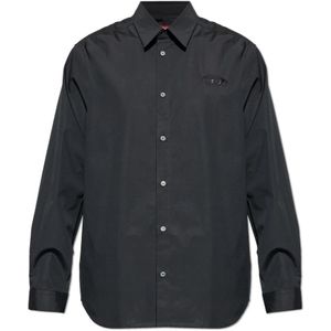 Diesel, Heren, Overhemden, Zwart, Maat: S Katoen,
