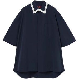 Gucci, Heren, Overhemden, Blauw, Maat: L Katoen,
