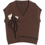 Max Mara - Crusca - Gilet - Bruin - Katoenmix - Mouwloos - V-hals