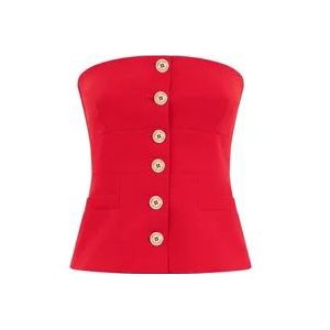 Pinko Rode Strapless Knoop-Top , Red , Dames , Maat: XL