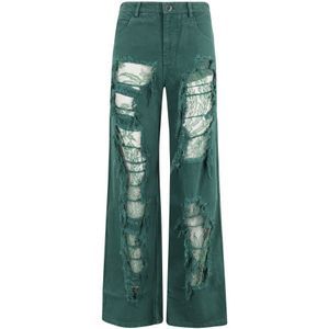 Christopher Esber, Dames, Jeans, Groen, Maat: 2XS Leer,