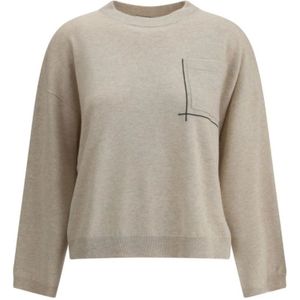 Brunello Cucinelli, Dames, Truien, Beige, Maat: XS Wol,