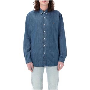 Polo Ralph Lauren, Heren, Overhemden, Blauw, Maat: L Denim,