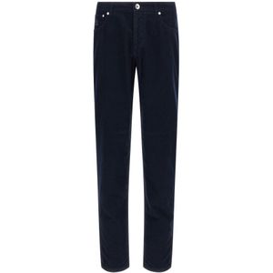 Brunello Cucinelli, Heren, Broeken, Blauw, Maat: 2XL Corduroy,