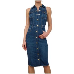 Elisabetta Franchi, Dames, Jurken, Blauw, Maat: M Katoen,