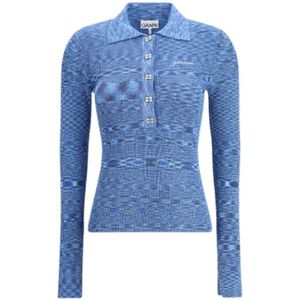 Ganni, Dames, Truien, Blauw, Maat: XS Viscose,