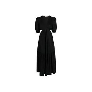 Twinset Lange katoenen popeline jurk met ajour , Black , Dames , Maat: L