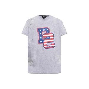 Dsquared2 T-shirt met logo , Gray , Heren , Maat: L