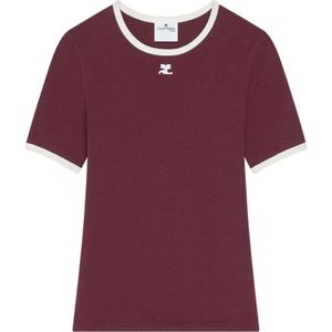 Courrèges, Dames, Tops, Rood, Maat: L Katoen,