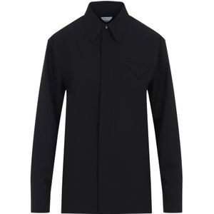 Bottega Veneta, Dames, Blouses & Shirts, Blauw, Maat: XS Wol,