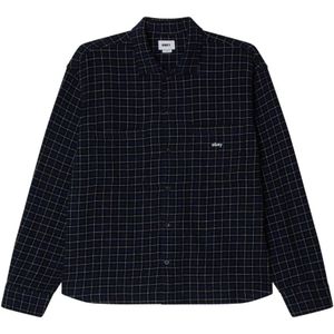 Obey, Heren, Overhemden, Blauw, Maat: S Katoen,