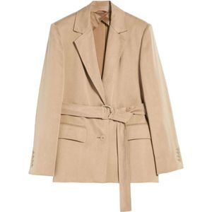 Max Mara Studio, Dames, Jassen, Beige, Maat: XS Satijn,