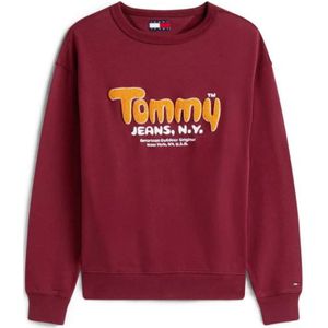 TOMMY JEANS - Sweatshirt - Red wine - Relaxed fit met Ronde Hals