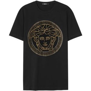 Versace, Heren, Tops, Zwart, Maat: L Katoen,