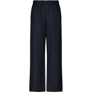 Fabiana Filippi - Wijde Vrijetijdsbroek - Donkerblauw - Linnenmix - Relaxte Pasvorm