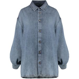 Darkpark, Dames, Blouses & Shirts, Blauw, Maat: S Denim,