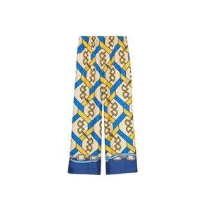 Gucci Zijden broek met Horsebit-print , Multicolor , Dames , Maat: M