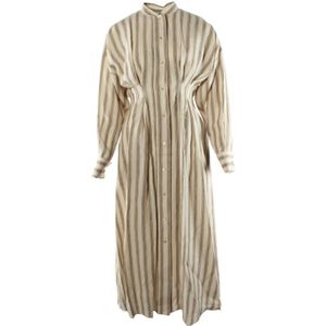 Max Mara, Dames, Jurken, Beige, Maat: 2XS Linnen,
