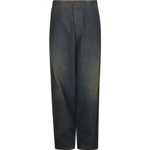 Maison Margiela, Dames, Broeken, Blauw, Maat: W28 Katoen,