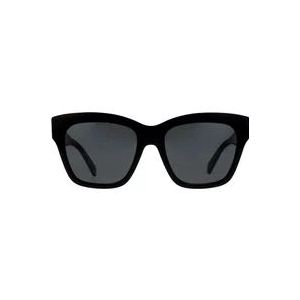 Celine Vierkante Zwarte Zonnebril met Grijze Lenzen , Black , Dames , Maat: 55 MM