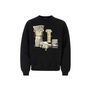 Versace Zwarte katoenen sweatshirt - Stijlvol en comfortabel , Black , Heren , Maat: S