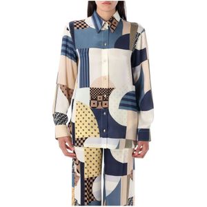 Fendi, Dames, Blouses & Shirts, Veelkleurig, Maat: XS Zijde,