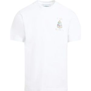 Casablanca Witte T-shirts Polos voor mannen , White , Heren , Maat: XL