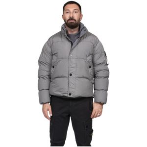 Stone Island, Heren, Jassen, Grijs, Maat: L Leer,
