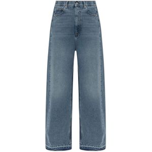 Stella McCartney - Tweekleurige Jeans met Brede Pijpen - Blauw - Dames - 100% Katoen