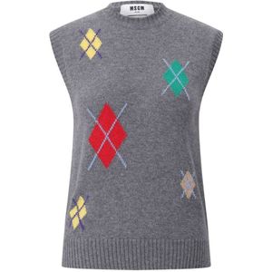 Msgm, Dames, Truien, Grijs, Maat: XS Wol,