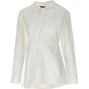 Jacquemus, Dames, Blouses & Shirts, Wit, Maat: 2XS Katoen,