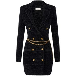 Elisabetta Franchi, Dames, Jurken, Zwart, Maat: XS Katoen,