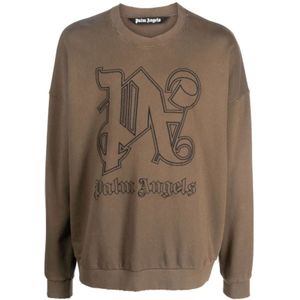 Palm Angels, Heren, Sweatshirts & Hoodies, Bruin, Maat: S Katoen,