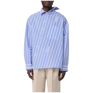 Jacquemus, Heren, Overhemden, Blauw, Maat: M Katoen,