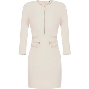 Elisabetta Franchi, Dames, Jurken, Beige, Maat: S Leer,