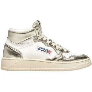 Autry Metallic Goud Leren Sneakers , White , Dames , Maat: 36 EU