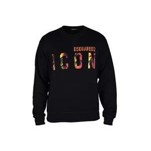 Dsquared2 Zwart Grafisch Palmboom Sweatshirt , Black , Heren , Maat: XL