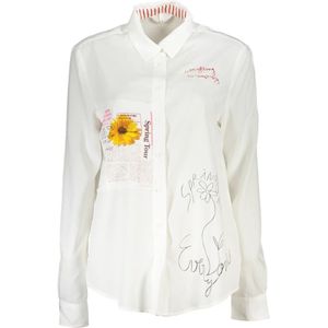 Desigual - Witte Viscose Shirt - Overhemden - Dames - Italiaanse Kraag