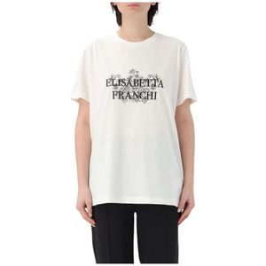 Elisabetta Franchi, Dames, Tops, Wit, Maat: XL Katoen,