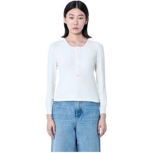 Chloé, Dames, Tops, Wit, Maat: L Katoen,